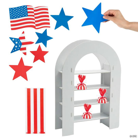 Patriotic Stars & Stripes Party Favor Bags & Shelf Decorating Kit - 43 Pc.