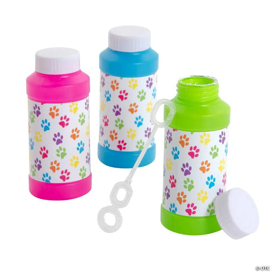 Paw Print Bubble Bottles - 12 Pc.