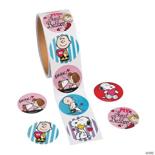 Peanuts® Valentine Sticker Roll - 100 Pc. | USA Decoration®