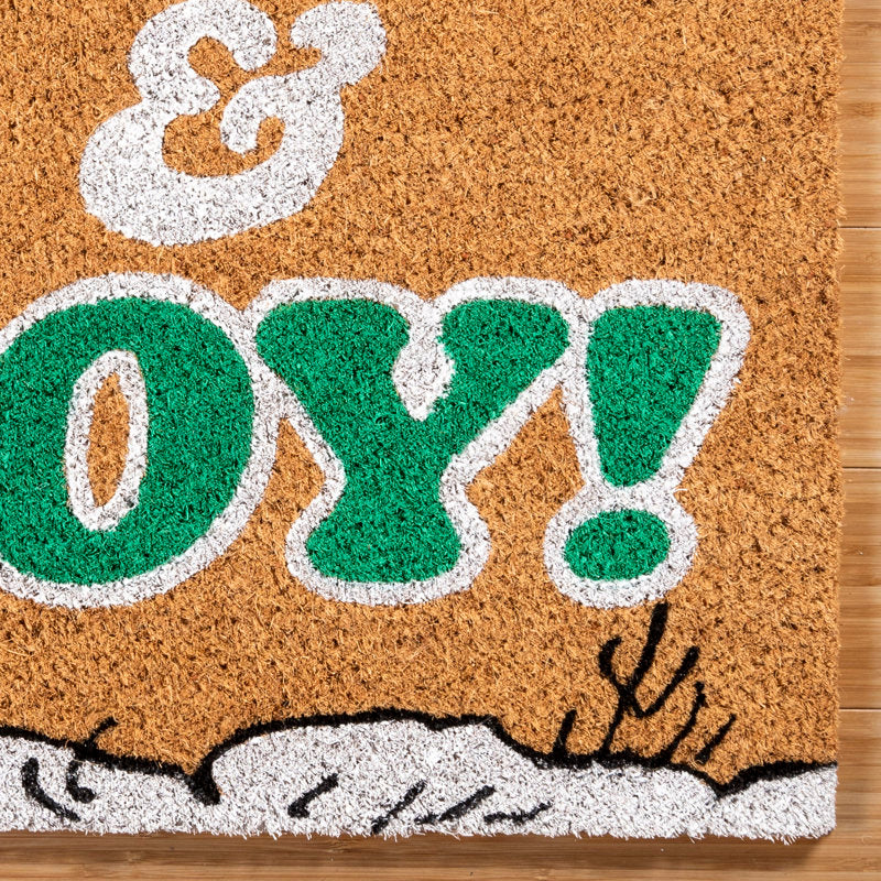 Peanuts Snoopy Gang Peace & Joy Multi-Colored Graphic All Weather Non-Slip Indoor/ Outdoor Coir Door Mats Set of 2, 20x34