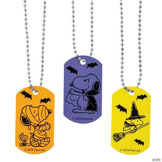 Peanuts Snoopy Halloween Dog Tag Necklaces - 12 Pc.