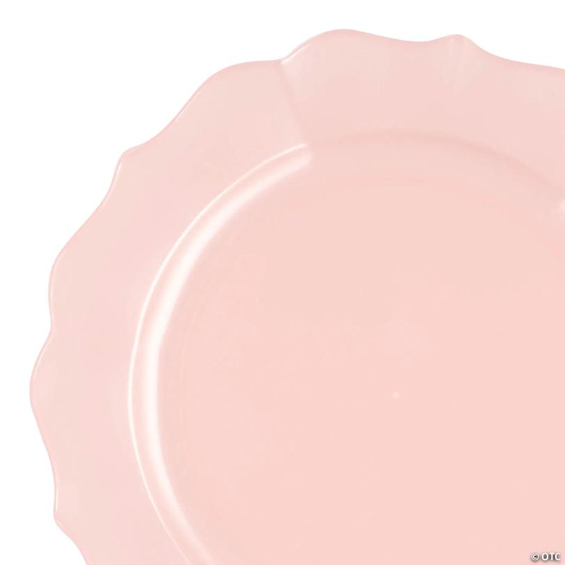Pearl Pink Round Lotus Plastic Dinner Plates (10.25") - (60 Plates) | USA Decoration®