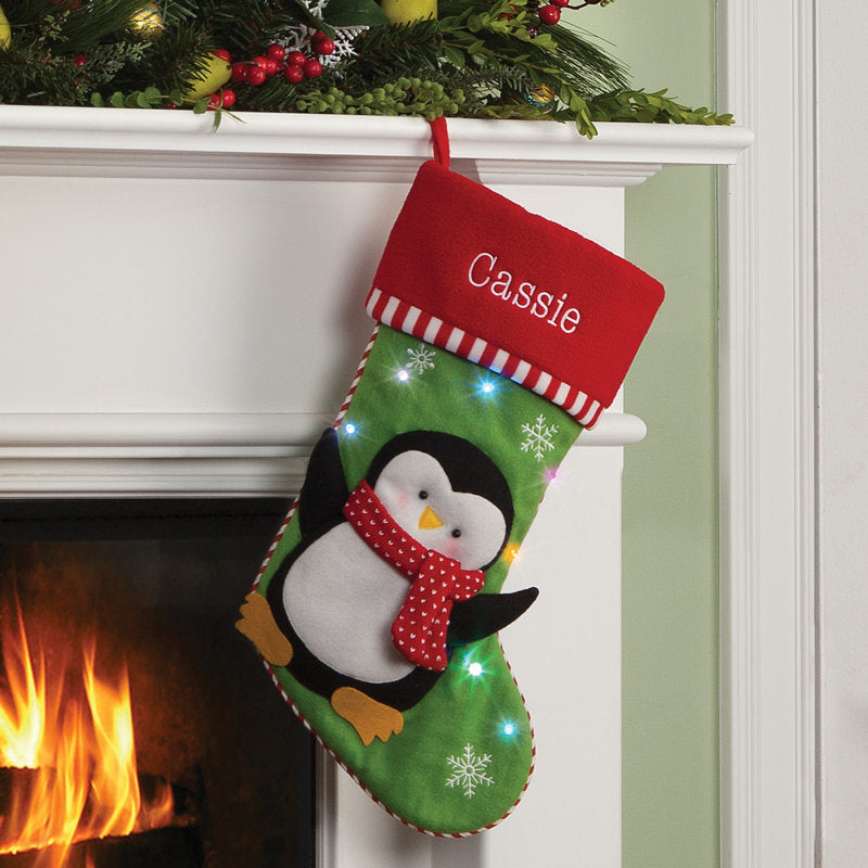 Penguin LED Personalized Stocking