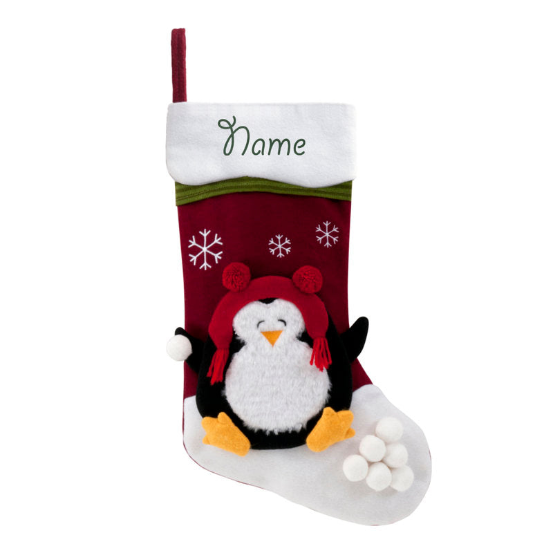 Penguin Snowcap with Custom Name Stocking