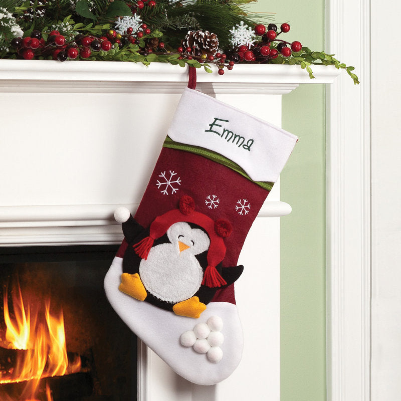 Penguin Snowcap with Custom Name Stocking