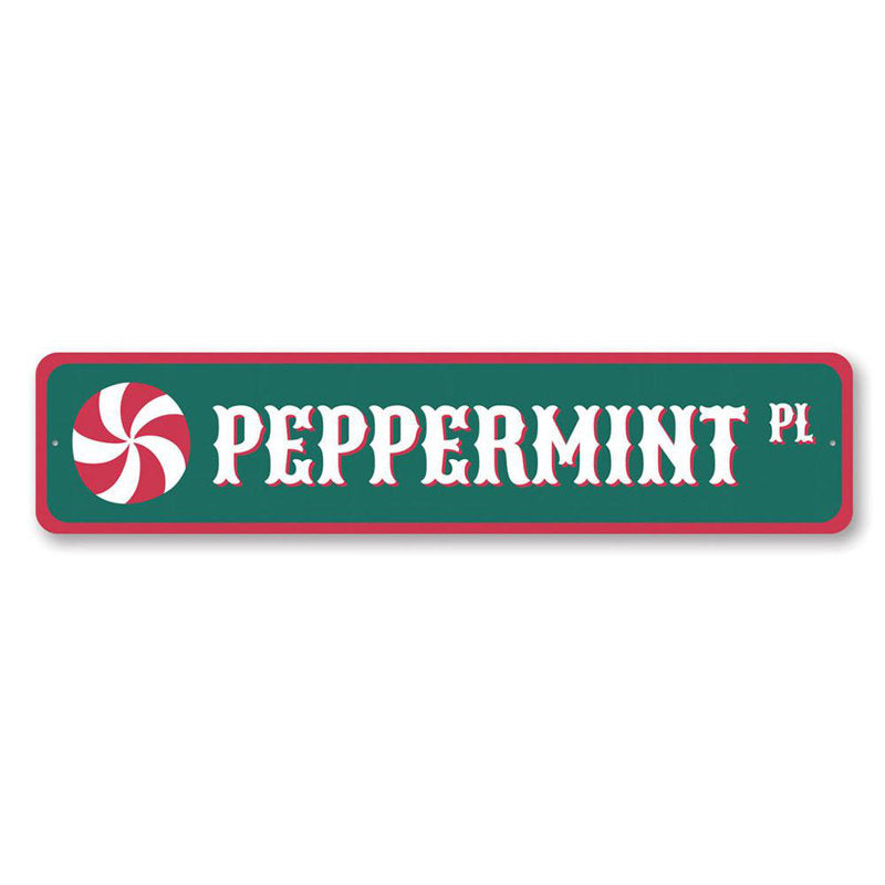 Peppermint Place Christmas Aluminum Sign