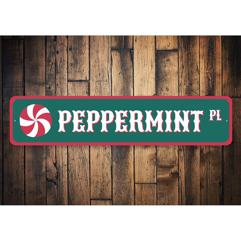 Peppermint Place Christmas Aluminum Sign