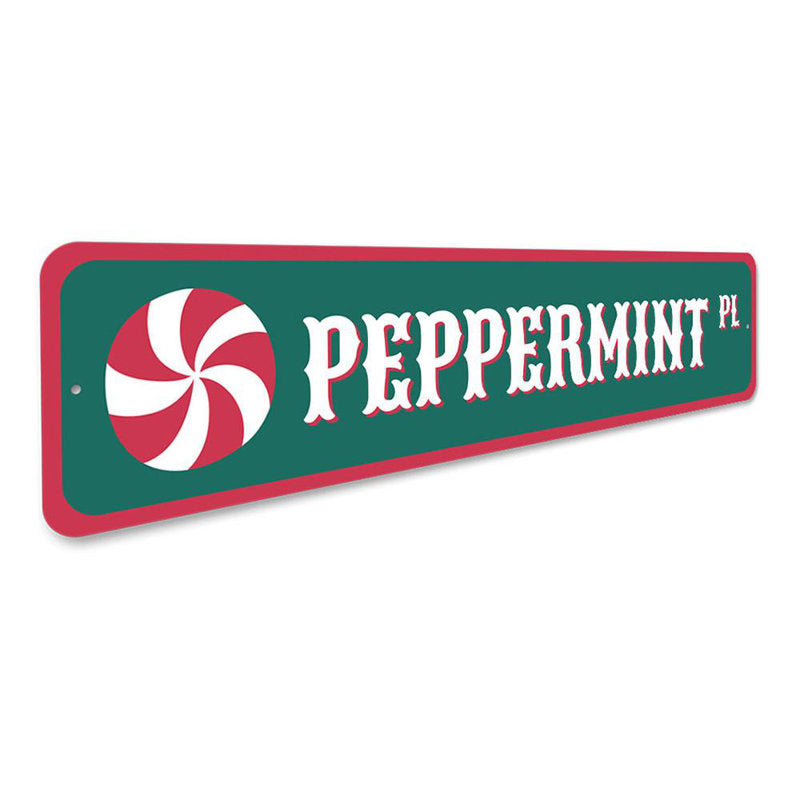 Peppermint Place Christmas Aluminum Sign