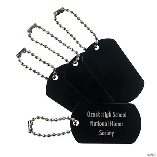 Personalized Black Dog Tag Keychains - 12 Pc. | USA Decoration®