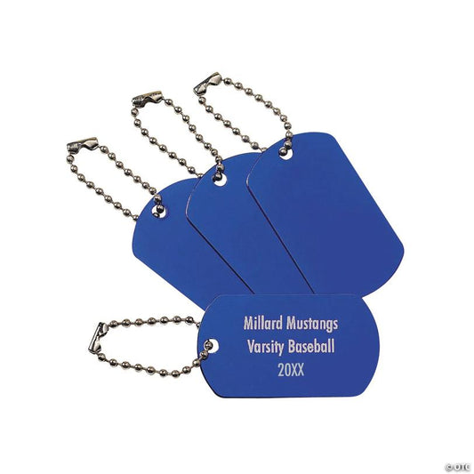 Personalized Blue Dog Tag Keychains - 12 Pc. | USA Decoration®