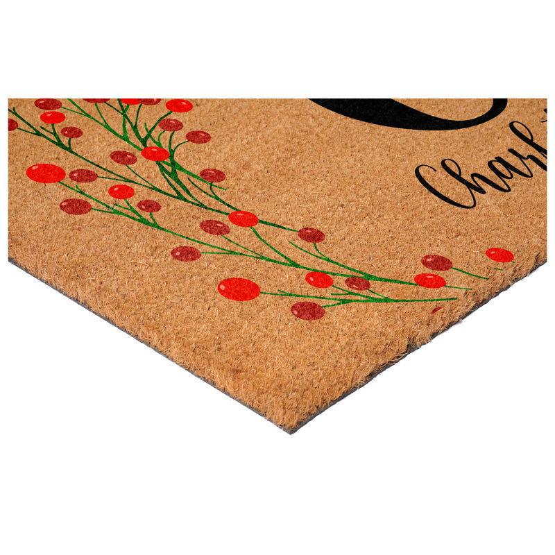 Personalized Christmas Berries Doormat, Letter B