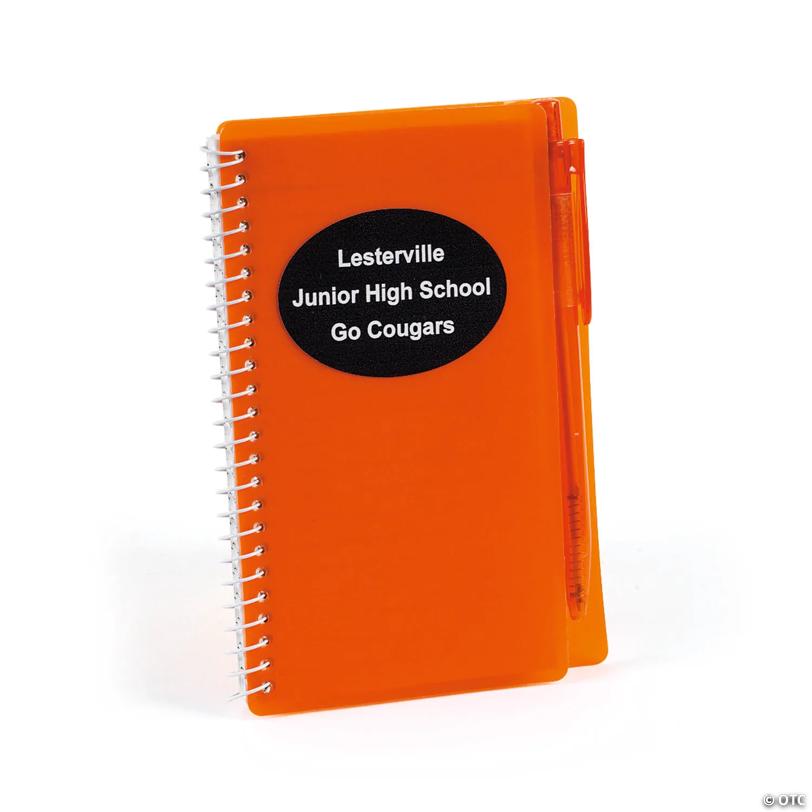 Personalized Orange Spiral Notebooks with Pens - 12 Pc. | USA Decoration®