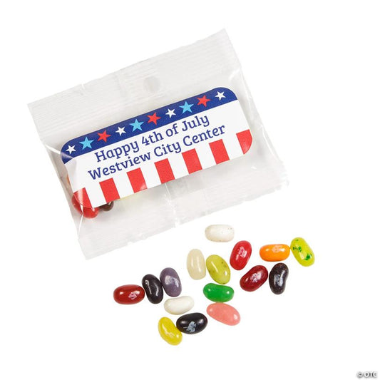 Personalized Patriotic Jelly Belly Clear Fun Packs - 24 Pc.