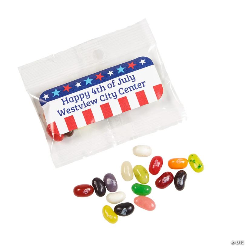 Personalized Patriotic Jelly Belly Clear Fun Packs - 24 Pc.