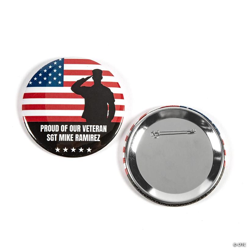 Personalized Veteran Buttons - 12 Pc.