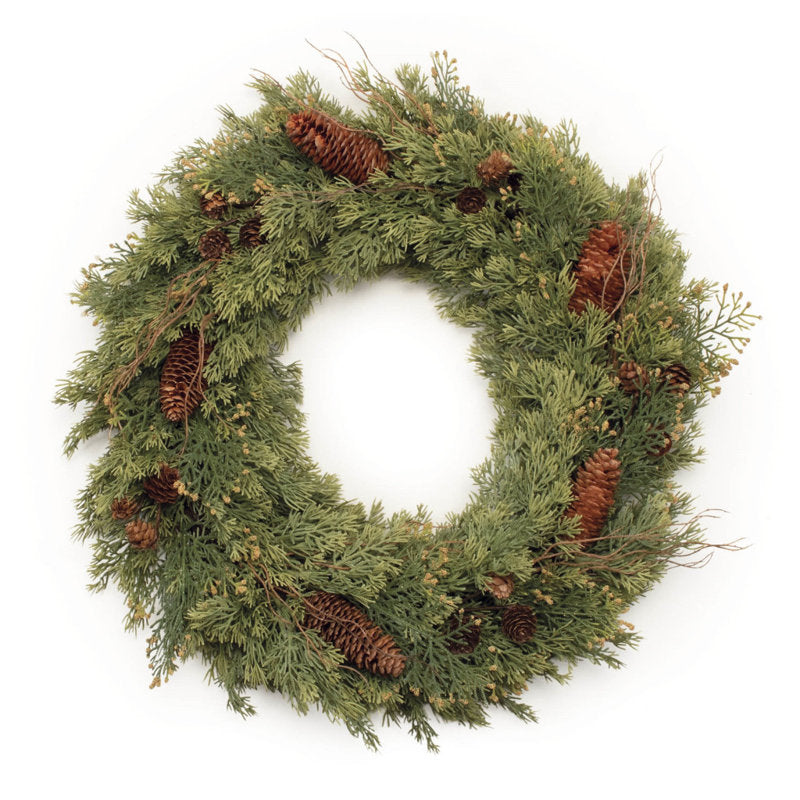 22" pine Christmas wreath with pinecones