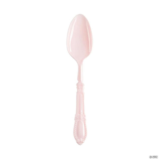 Pink Baroque Disposable Plastic Dinner Spoons - (240 Spoons) | USA Decoration®