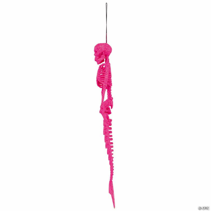 Pink Glitter Mermaid Skeleton Halloween Decoration