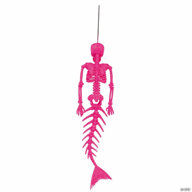 Pink Glitter Mermaid Skeleton Halloween Decoration