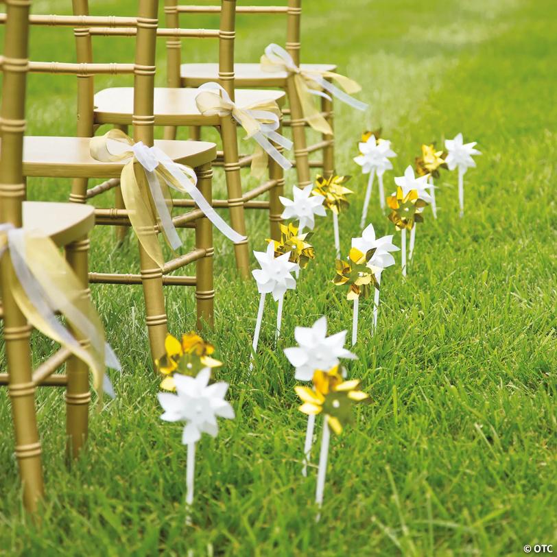 Gold Metallic Pinwheels - 36 Pc.