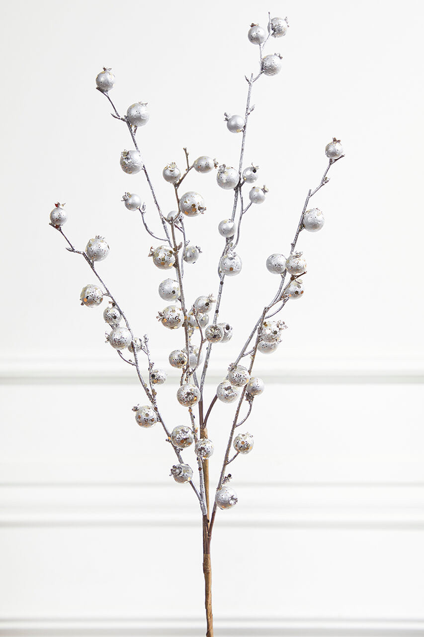 30" Mini Pomegranate Glitter Platinum Holiday Decoration