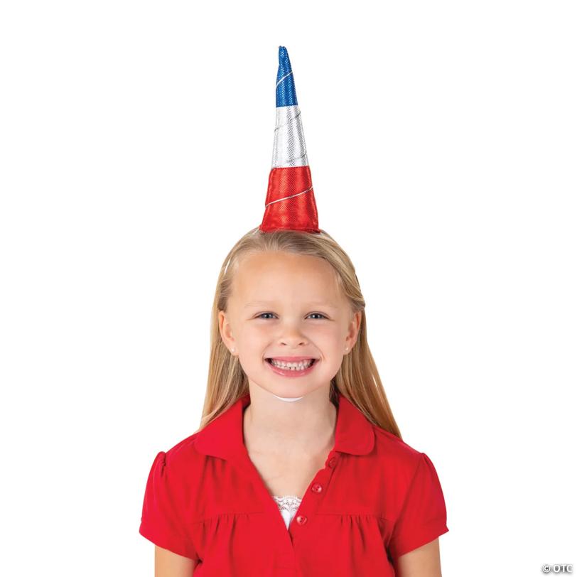 Plush Patriotic Unicorn Horn Headbands - 12 Pc.