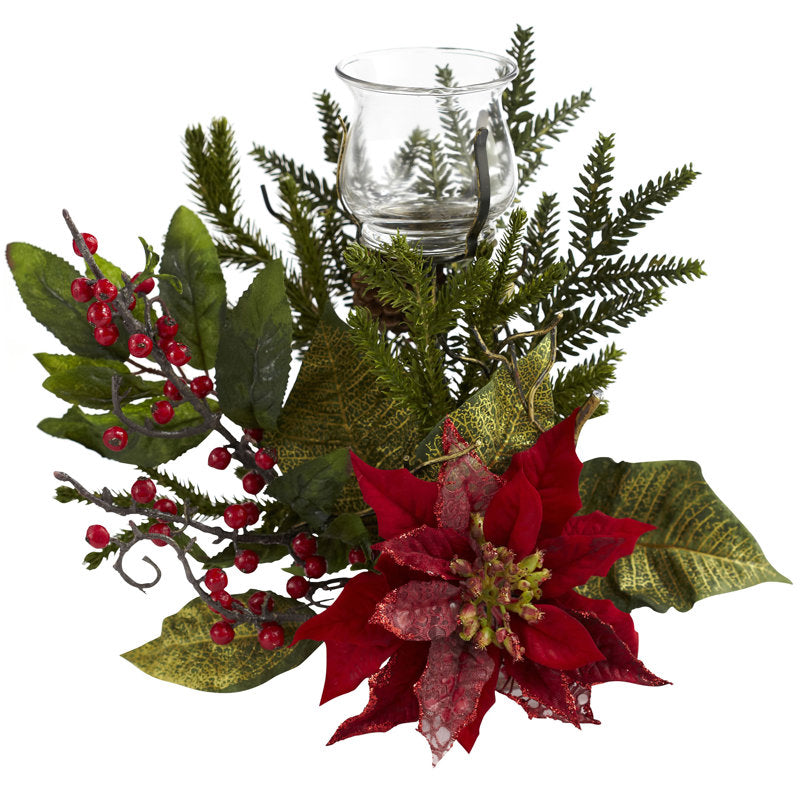 Free-standing artificial poinsettia arrangement