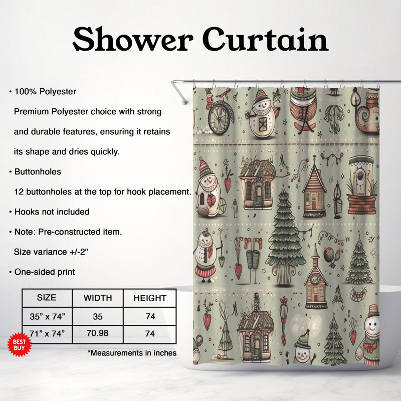 Polar Snowman Illustration - Premium Shower Curtain