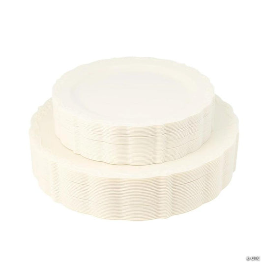 Posh Setting 60 Piece Cream Round Plastic Dinnerware Value Set - Casual | USA Decoration®