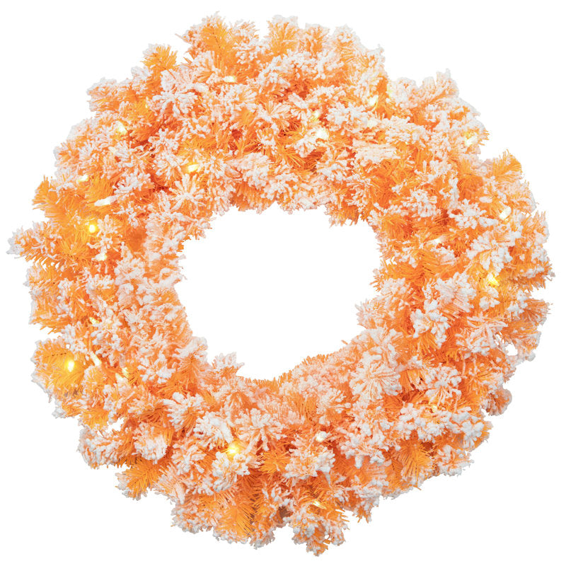 Pre-Lit Flocked Pine Artificial Christmas Wreath - Clear Lights