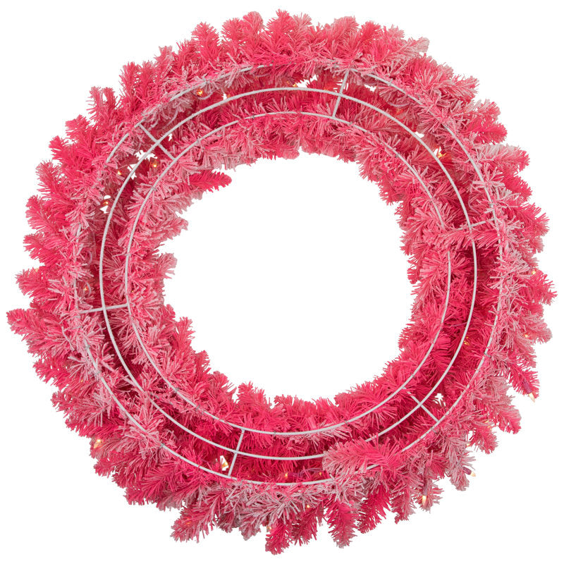 Pre-lit flocked Christmas wreath