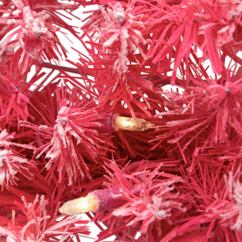 Pre-Lit Flocked Pink Artificial Christmas Wreath - Clear Lights