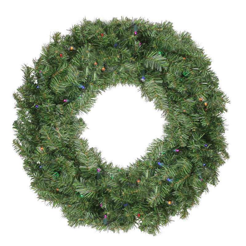 Pre-Lit Artificial Pine Christmas Wreath as a festive door display