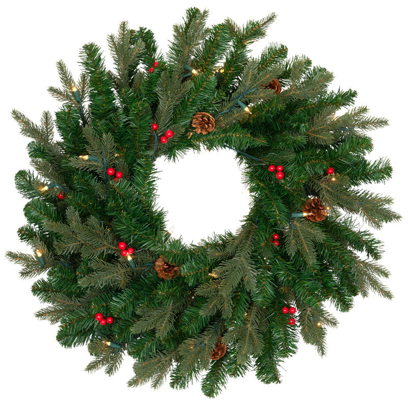 24" pre-lit spruce Christmas wreath