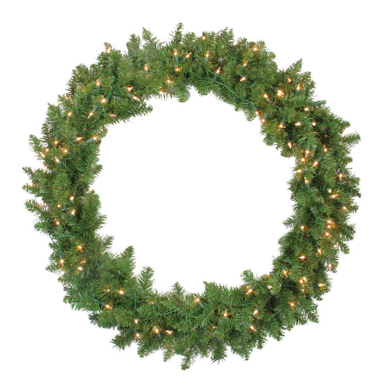 Pre-Lit Artificial Pine Christmas Wreath as a festive door display