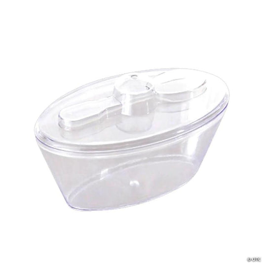 Premium 4 oz. Clear Oval Plastic Mini Cups with Lids and Spoons (288 Cups) | USA Decoration®