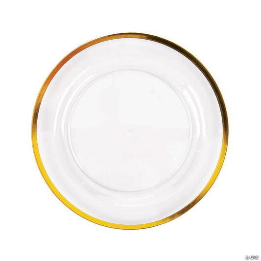 Premium Clear Plastic Dinner Plates with Gold Trim - 25 Pieces | USA Decoration®
