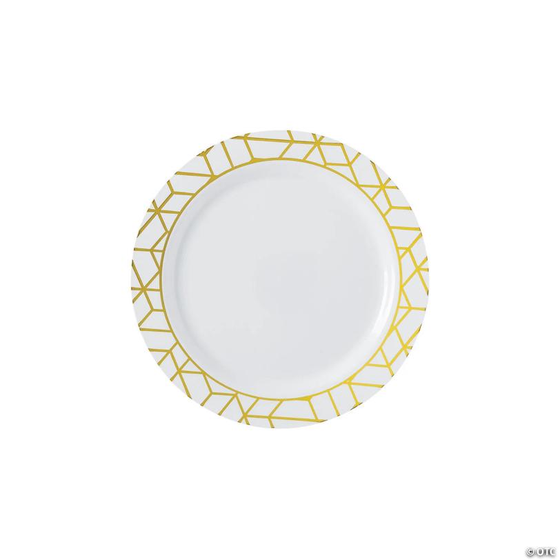 Premium Geometric Plastic Dessert Plates – 25 Pieces | USA Decoration®