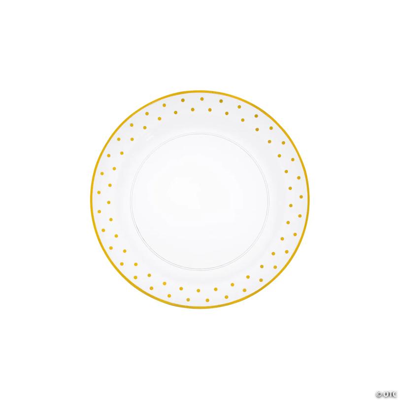 Premium Gold Dot Clear Plastic Dessert Plates - 25 Pieces | USA Decoration®