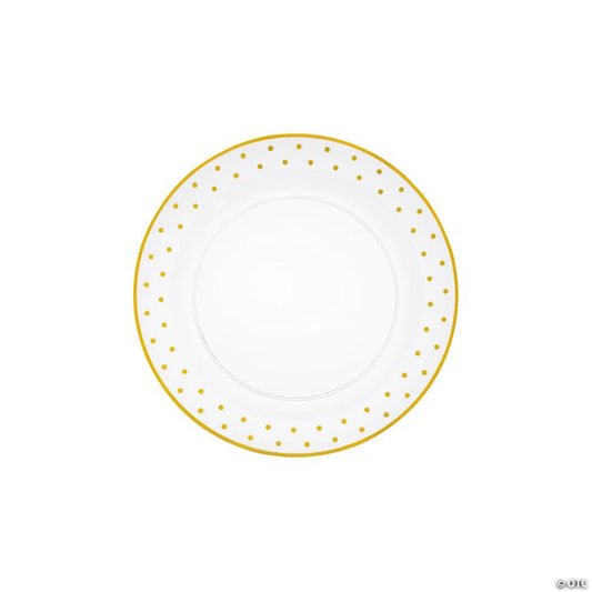 Premium Gold Dot Clear Plastic Dessert Plates - 25 Pieces | USA Decoration®