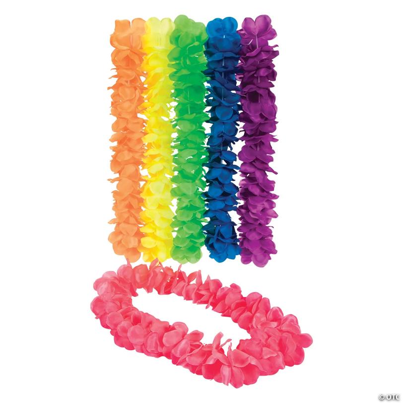 Premium Neon Large Petal Polyester Leis - 12 Pc. | USA Decoration®