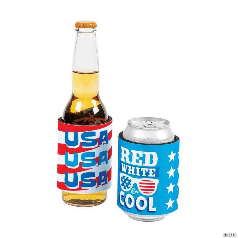 Premium Patriotic Neoprene Slap Can & Bottle Coolers - 6 Pc.