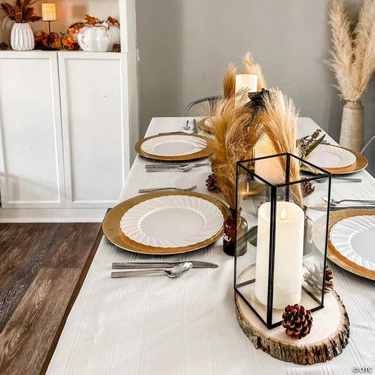 Premium White Elegance Plastic Dinner Plates - 25 Pieces | USA Decoration®