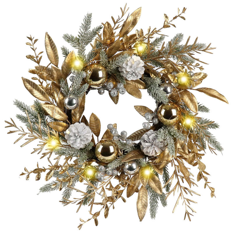 20" Christmas Wreath hung on a wooden door