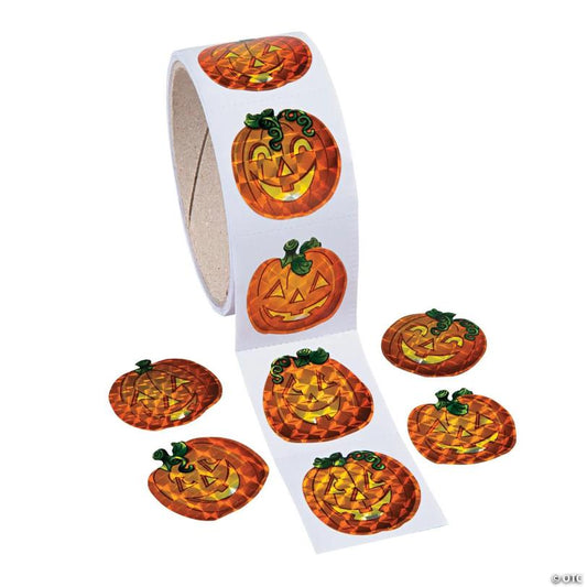 Prism Pumpkin Sticker Roll - 100 Pc. | USA Decoration®