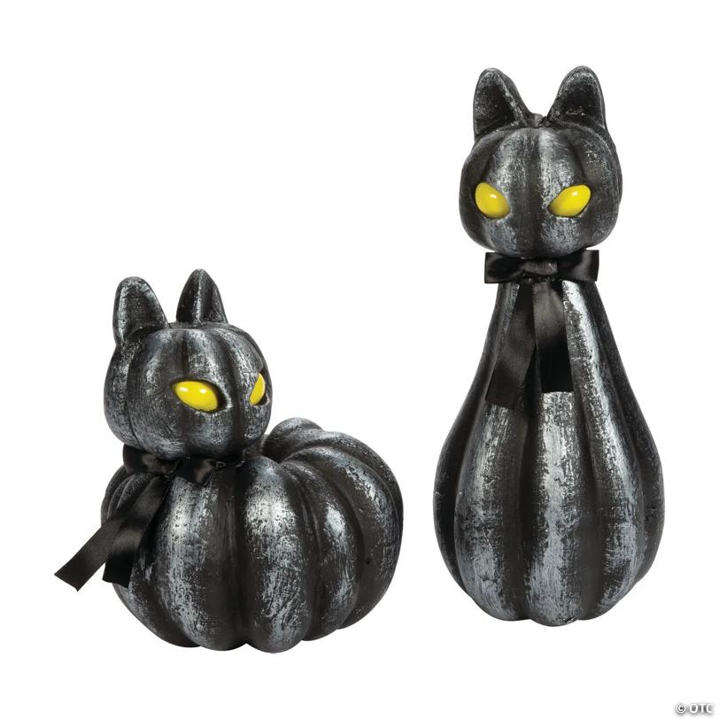 Pumpkin Black Cat Light-Up Halloween Decorations
