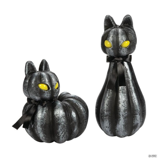 Pumpkin Black Cat Light-Up Halloween Decorations