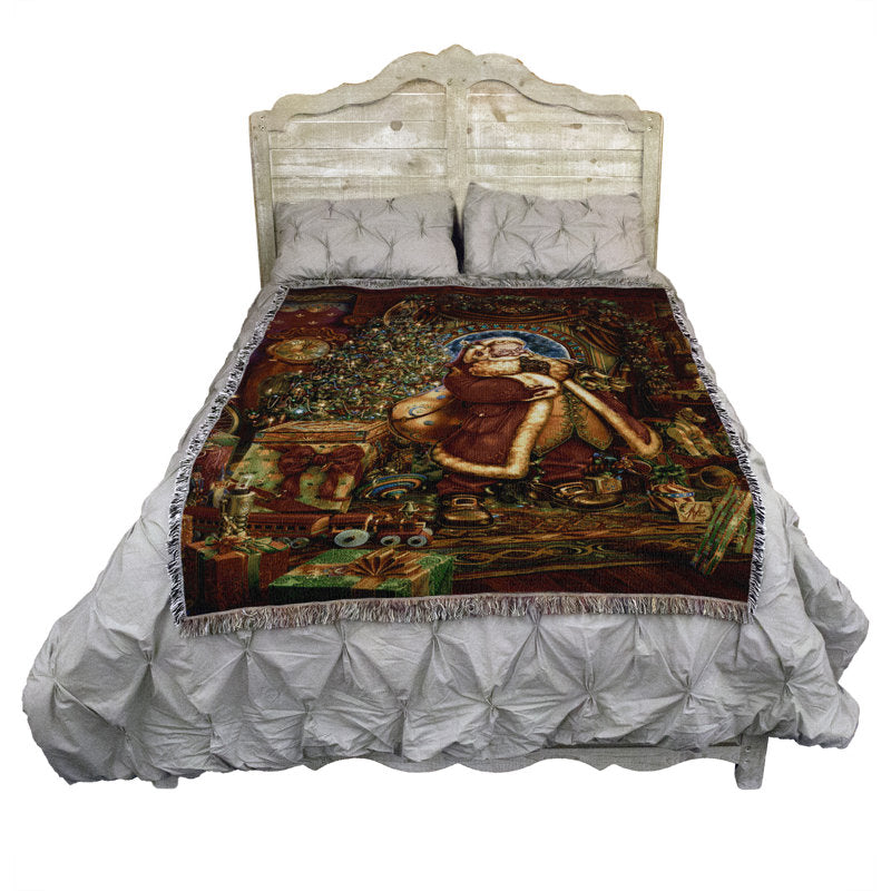 Pure Country Weavers Christmas Presence Blanket by Myles Pinkney - Santa Claus Saint Nicholas Nick Kris Kringle - Gift Tapestry Throw Woven from Cotton - Made in the USA (72x54)