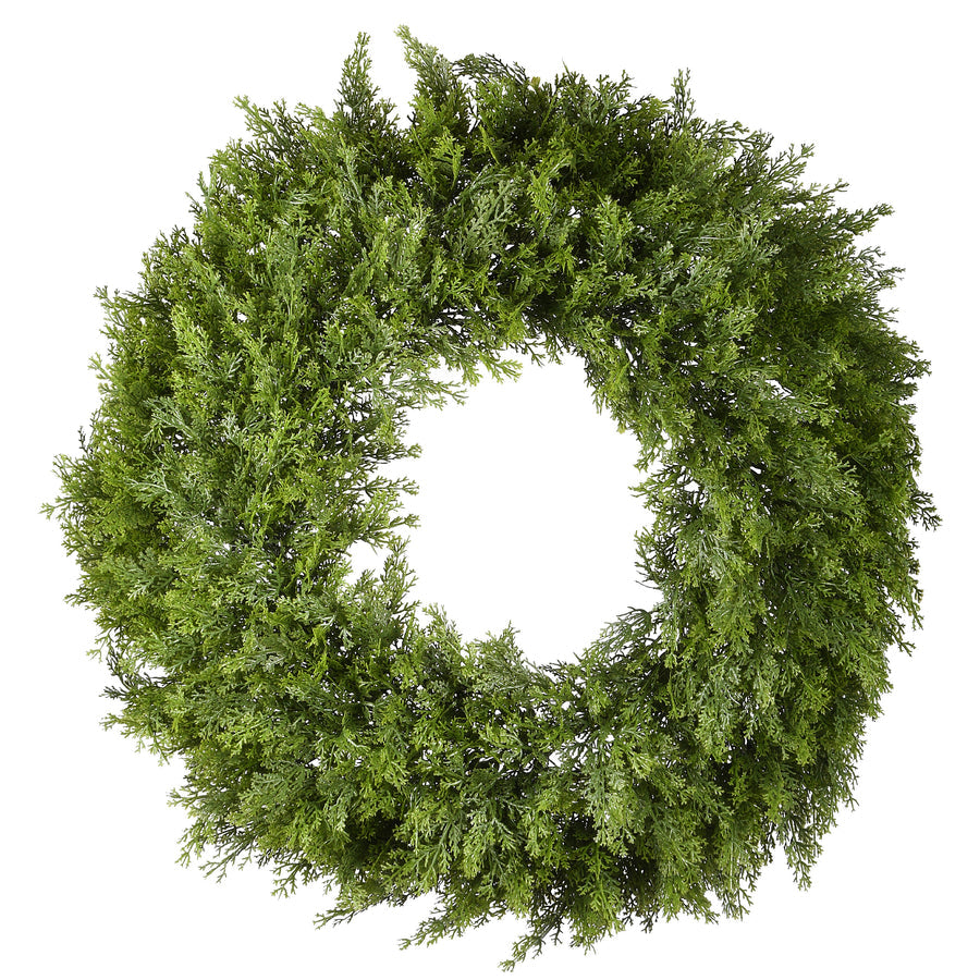 24 Inch Arborvitae Wreath with Lush Green Branches Rustic Holiday Décor | USA Decoration®