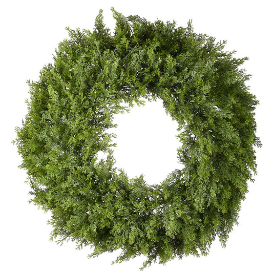 24 Inch Arborvitae Wreath with Lush Green Branches Rustic Holiday Décor | USA Decoration®